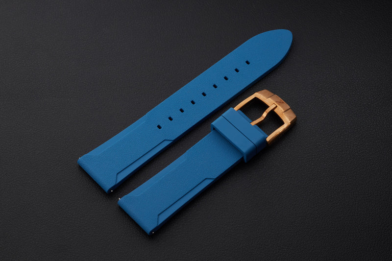 Blue FKM Rubber Strap with Bronze buckle